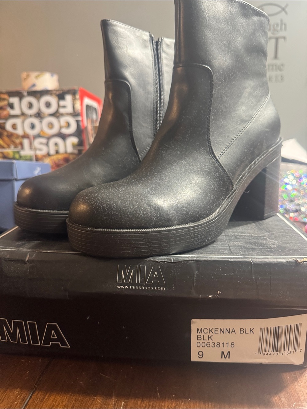 MIA McKenna Black Platform Ankle Booties